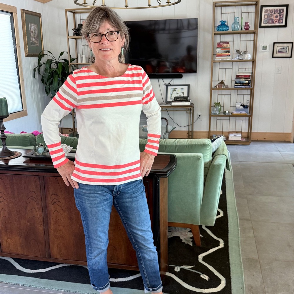 J. Crew HO12 Striped Boatneck Top - 100% Heavy Cotton - Breton Mariner Style - S
